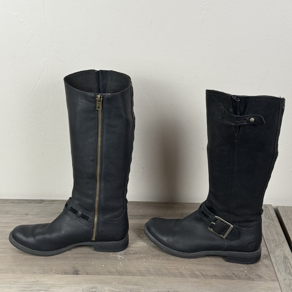 Timberland Black Leather Lace-Up Boots